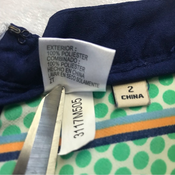 Cremieux Women Beachwear Walking Running Shorts Green Orange Navy Dots Size 2 - Picture 5 of 12